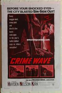 n444 CRIME WAVE one-sheet movie poster '53 Sterling Hayden, film noir!