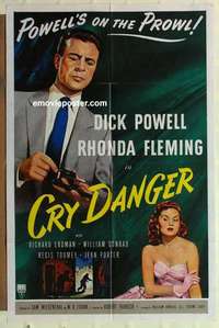 n455 CRY DANGER one-sheet movie poster '51 Dick Powell, film noir!