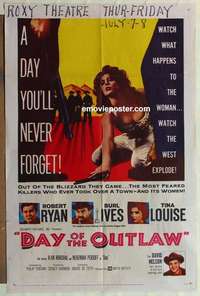 n480 DAY OF THE OUTLAW one-sheet movie poster '59 Robert Ryan, Burl Ives