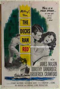 n494 DECKS RAN RED one-sheet movie poster '58 Mason, Dandridge