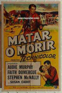n560 DUEL AT SILVER CREEK Spanish/U.S. one-sheet movie poster '52 Audie Murphy
