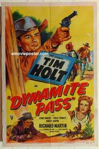 n564 DYNAMITE PASS signed one-sheet movie poster '50 Tim Holt western!