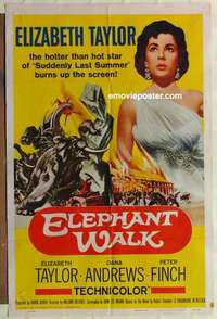 n574 ELEPHANT WALK one-sheet movie poster R60 sexy Elizabeth Taylor!