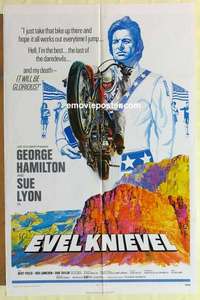 n599 EVEL KNIEVEL one-sheet movie poster '71 George Hamilton, daredevil!