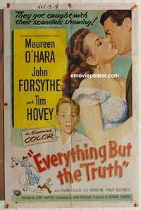 n602 EVERYTHING BUT THE TRUTH one-sheet movie poster '56 Maureen O'Hara