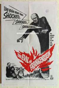 n604 EVIL OF FRANKENSTEIN one-sheet movie poster '64 Peter Cushing