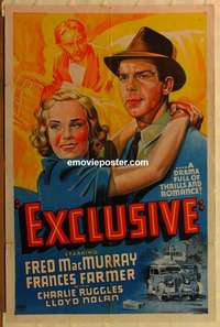 n606 EXCLUSIVE one-sheet movie poster '37 Frances Farmer, Fred MacMurray