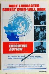 n608 EXECUTIVE ACTION one-sheet movie poster '73 Burt Lancaster, Ryan