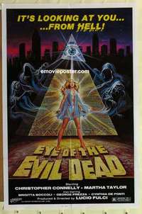 n613 EYE OF THE EVIL DEAD one-sheet movie poster '84 Lucio Fulci, horror!