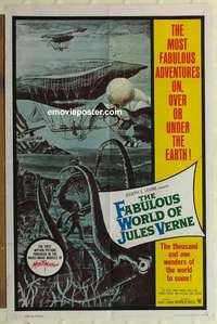 n614 FABULOUS WORLD OF JULES VERNE one-sheet movie poster '61 cool image!