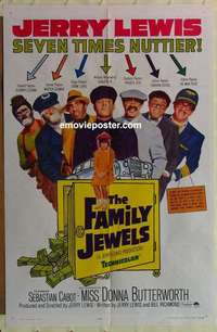 n619 FAMILY JEWELS one-sheet movie poster '65 Jerry Lewis, Donna Butterworth