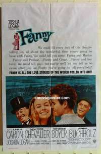 n622 FANNY one-sheet movie poster '61 Charles Boyer, Chevalier, Caron