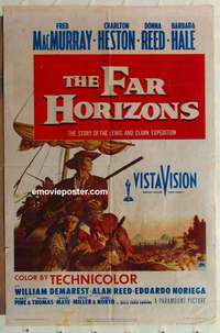n625 FAR HORIZONS one-sheet movie poster '55 MacMurray, Charlton Heston