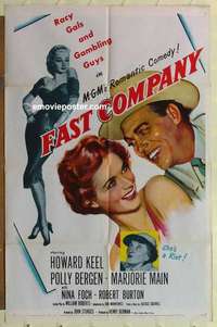 n627 FAST COMPANY one-sheet movie poster '53 racy gals & gambling guys!