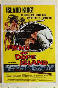 n651 FIEND OF DOPE ISLAND one-sheet movie poster '59 Bruce Bennett, drugs!