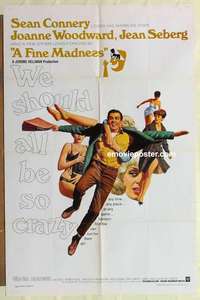 n657 FINE MADNESS one-sheet movie poster '66 Sean Connery, Woodward, Seberg