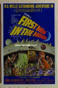 n663 FIRST MEN IN THE MOON one-sheet movie poster '64 Ray Harryhausen