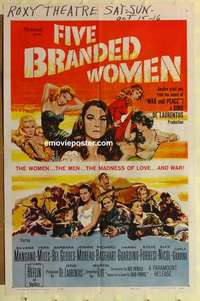 n668 FIVE BRANDED WOMEN one-sheet movie poster '60 French resistance!