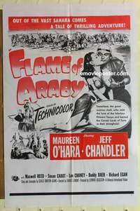 n669 FLAME OF ARABY military one-sheet movie poster R60s Maureen O'Hara, Chandler