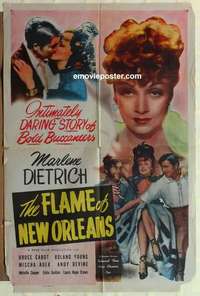 n670 FLAME OF NEW ORLEANS one-sheet movie poster R48 Marlene Dietrich