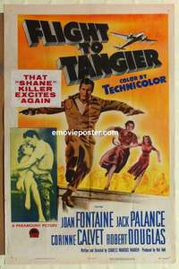 n676 FLIGHT TO TANGIER one-sheet movie poster '53 3D Fontaine, Palance