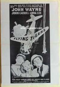 n681 FLYING TIGERS one-sheet movie poster R60s John Wayne, WWII airplanes!