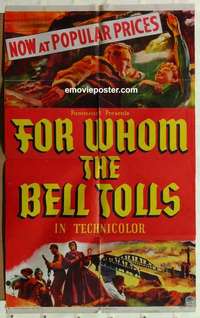 n693 FOR WHOM THE BELL TOLLS style B one-sheet movie poster '43 Gary Cooper