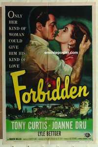 n695 FORBIDDEN one-sheet movie poster '54 Tony Curtis, Joanne Dru