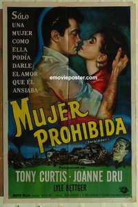 n696 FORBIDDEN Spanish/U.S. one-sheet movie poster '54 Tony Curtis, Joanne Dru