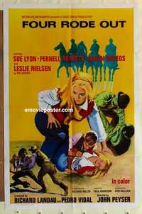 n707 FOUR RODE OUT one-sheet movie poster '69 sexy Sue Lyon, Leslie Nielsen
