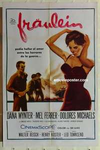 n716 FRAULEIN Spanish/U.S. one-sheet movie poster '58 Mel Ferrer, sexy Dana Wynter!