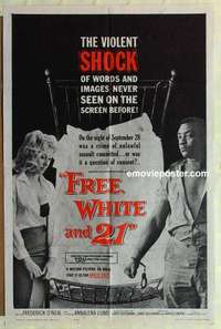 n717 FREE, WHITE & 21 one-sheet movie poster '63 interracial romance!