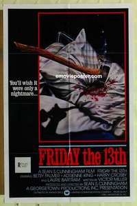 n724 FRIDAY THE 13th int'l one-sheet movie poster '80 horror classic!