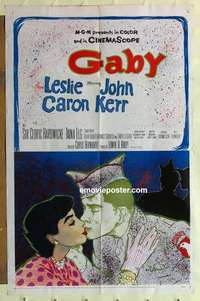 n746 GABY one-sheet movie poster '56 Leslie Caron, John Kerr, cool art!