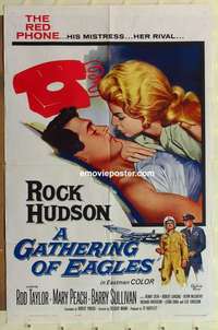 n753 GATHERING OF EAGLES one-sheet movie poster '63 Rock Hudson, Peach