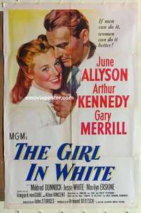 n781 GIRL IN WHITE one-sheet movie poster '52 June Allyson, Arthur Kennedy