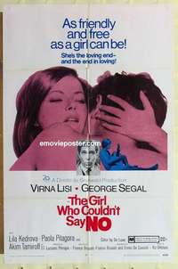 n784 GIRL WHO COULDN'T SAY NO one-sheet movie poster '69 Lisi, Segal