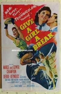 n790 GIVE A GIRL A BREAK one-sheet movie poster '53 The Champions!