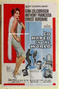 n798 GO NAKED IN THE WORLD one-sheet movie poster '61 sexy Lollobrigida!