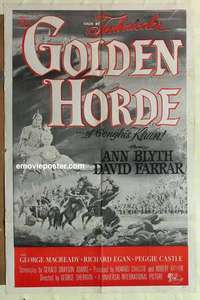 n814 GOLDEN HORDE military one-sheet movie poster R60s Ann Blyth, David Farrar
