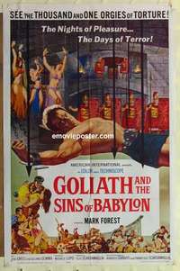 n819 GOLIATH & THE SINS OF BABYLON one-sheet movie poster '64 sword&sandal
