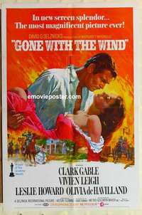 n821 GONE WITH THE WIND one-sheet movie poster R70 Clark Gable, Leigh