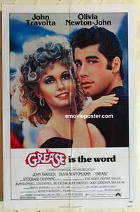 n835 GREASE one-sheet movie poster '78 John Travolta, Olivia Newton-John