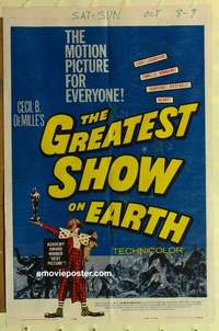 n851 GREATEST SHOW ON EARTH one-sheet movie poster R60 DeMille, Heston