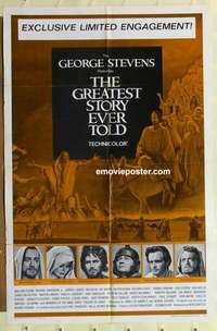 n853 GREATEST STORY EVER TOLD one-sheet movie poster '65 George Stevens