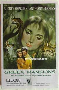 n856 GREEN MANSIONS one-sheet movie poster '59 Audrey Hepburn, Perkins