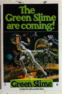 n857 GREEN SLIME one-sheet movie poster '69 classic cheesy sci-fi!