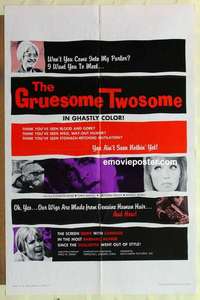n860 GRUESOME TWOSOME one-sheet movie poster '67 Herschell Lewis, gore!