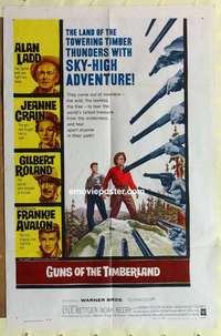 n875 GUNS OF THE TIMBERLAND one-sheet movie poster '60 Ladd, Jeanne Crain
