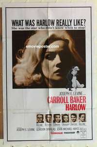 n901 HARLOW New Campaign Style one-sheet movie poster '65 Carroll Baker in the title role!